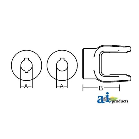 A & I Products Round Bore Implement Yoke (With Double Keyway & Set Screw) 3" x3" x4" A-806-1014